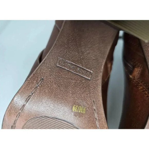 Vince Camuto Faythe Boots Brown Leather Heeled Layered Bootie Womens Size 9 M - Picture 8 of 10